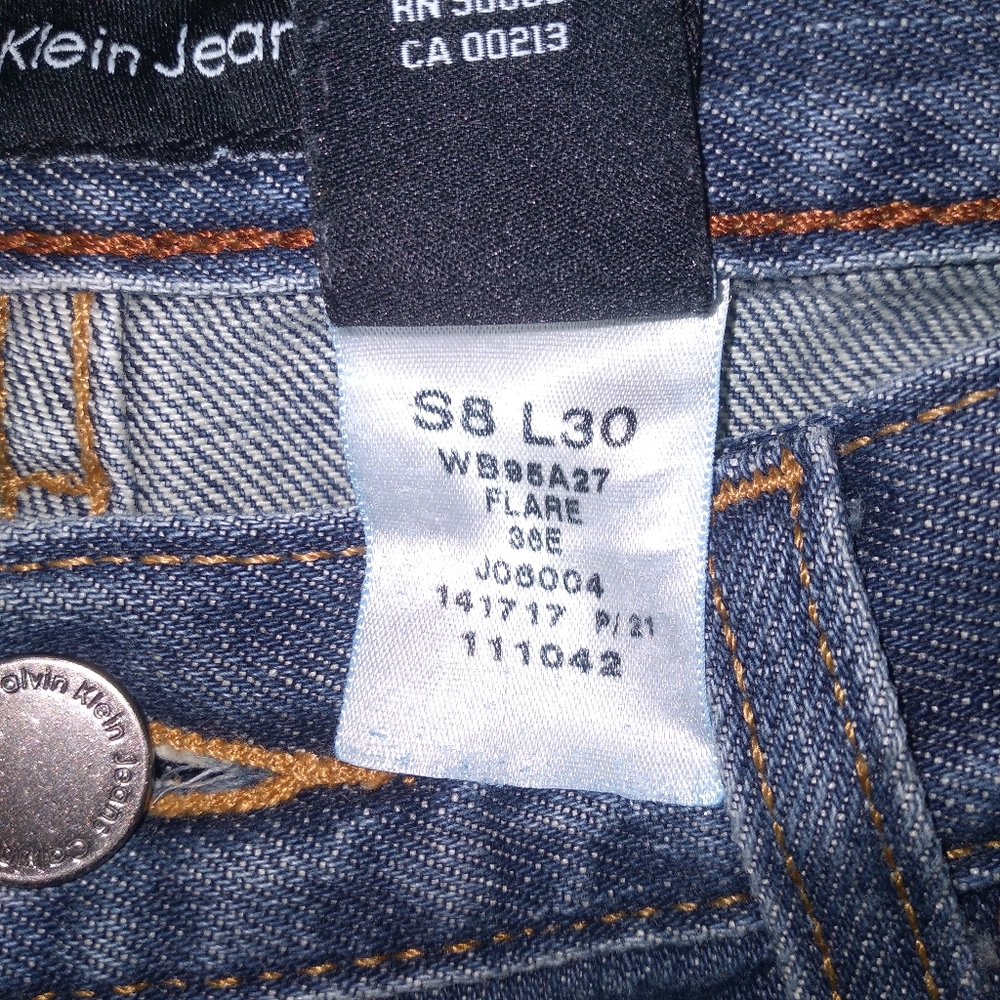 Calvin Klein Women's Medium Wash Denim Flare Jeans Size- 8 - Picture 4 of 10